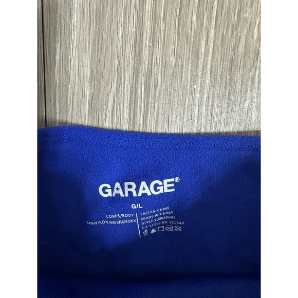 Garage  Crop Top Women's XS Royal Blue One Shoulder Cut Out Long Sleeve Stretch - Picture 2 of 4